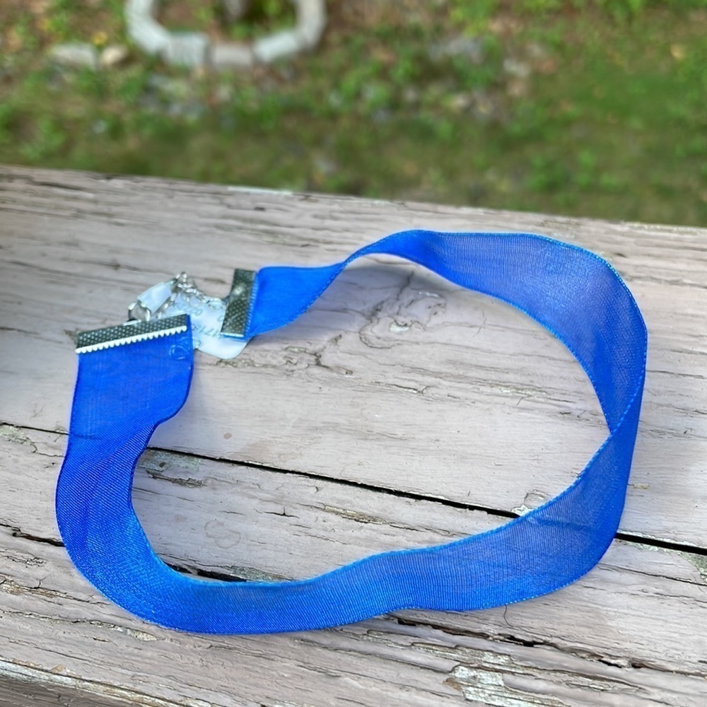 Free People “Sweet Nothing” Royal Blue Ribbon Choker - Picture 3 of 12